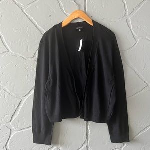 Talbots Black Cropped Open Cardigan New